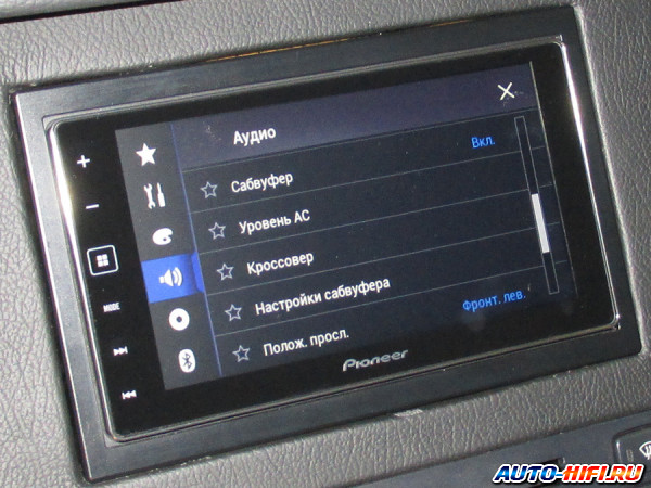 Меню настройки параметров аудио автомагнитолы Pioneer SPH-DA120 Меню настройки параметров аудио автомагнитолы Pioneer SPH-DA120