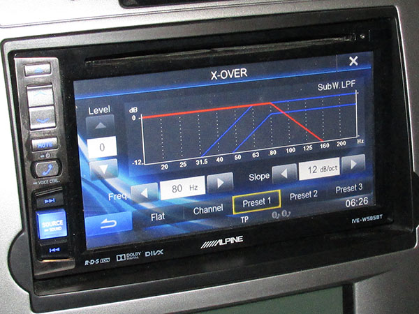 Настройка фильтра LPF для сабвуфера Alpine IVE-W585BT Настройка фильтра LPF для сабвуфера Alpine IVE-W585BT