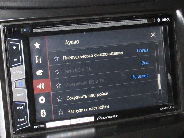 Меню аудионастроек автомагнитолы Pioneer AVH-X2700BT Меню аудионастроек автомагнитолы Pioneer AVH-X2700BT