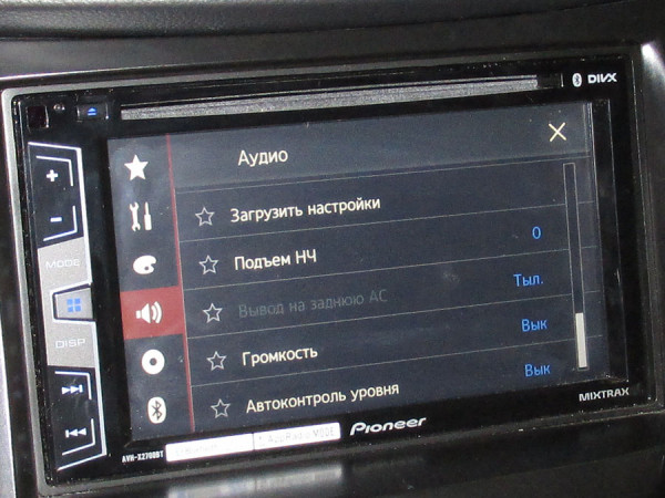 Меню аудионастроек автомагнитолы Pioneer AVH-X2700BT Меню аудионастроек автомагнитолы Pioneer AVH-X2700BT