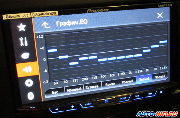 Настройка эквалайзера в Pioneer AVH-X5800BT Настройка эквалайзера в Pioneer AVH-X5800BT